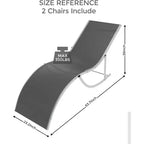 2 Sedie Sdraio da Esterno per Spiaggia, Poltrone Prendisole da Piscina, Reclinabili Regolabili per Ponte, Giardino, Cortile, Balcone, Nero/Tortora/Grigio