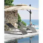 2 Sedie Sdraio da Esterno per Spiaggia, Poltrone Prendisole da Piscina, Reclinabili Regolabili per Ponte, Giardino, Cortile, Balcone, Nero/Tortora/Grigio