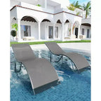 2 Sedie Sdraio da Esterno per Spiaggia, Poltrone Prendisole da Piscina, Reclinabili Regolabili per Ponte, Giardino, Cortile, Balcone, Nero/Tortora/Grigio