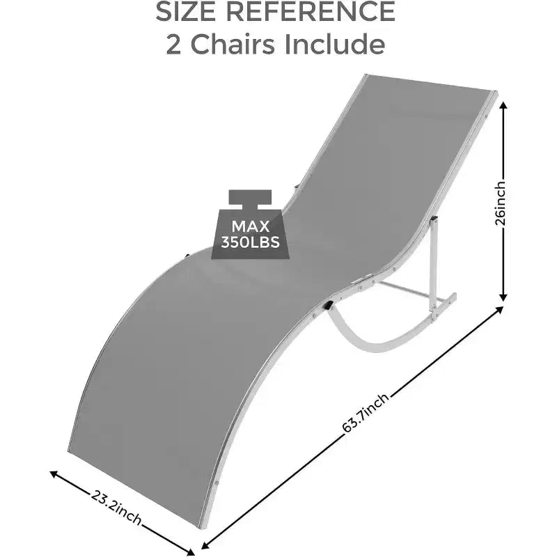 2 Sedie Sdraio da Esterno per Spiaggia, Poltrone Prendisole da Piscina, Reclinabili Regolabili per Ponte, Giardino, Cortile, Balcone, Nero/Tortora/Grigio