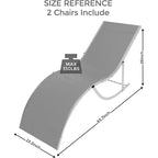 2 Sedie Sdraio da Esterno per Spiaggia, Poltrone Prendisole da Piscina, Reclinabili Regolabili per Ponte, Giardino, Cortile, Balcone, Nero/Tortora/Grigio