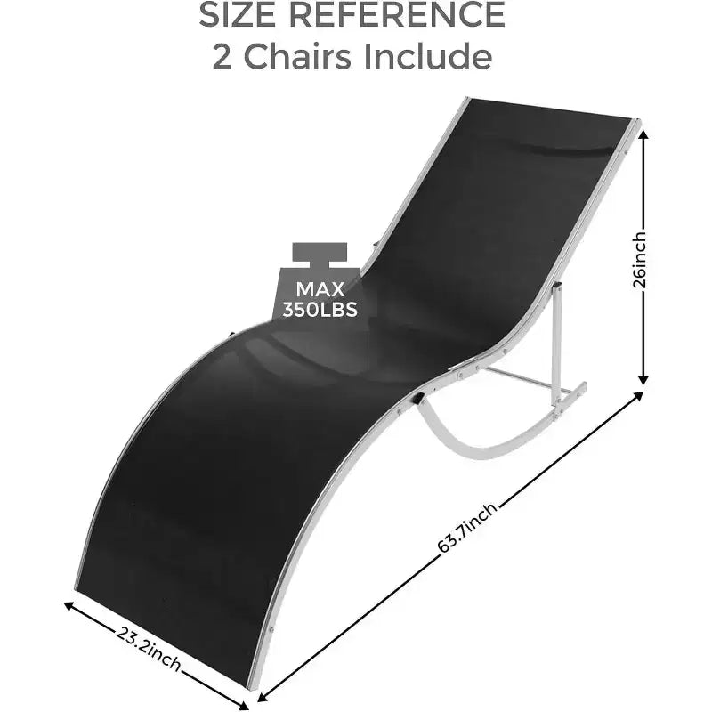 2 Sedie Sdraio da Esterno per Spiaggia, Poltrone Prendisole da Piscina, Reclinabili Regolabili per Ponte, Giardino, Cortile, Balcone, Nero/Tortora/Grigio