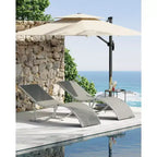 2 Sedie Sdraio da Esterno per Spiaggia, Poltrone Prendisole da Piscina, Reclinabili Regolabili per Ponte, Giardino, Cortile, Balcone, Nero/Tortora/Grigio