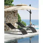 2 Sedie Sdraio da Esterno per Spiaggia, Poltrone Prendisole da Piscina, Reclinabili Regolabili per Ponte, Giardino, Cortile, Balcone, Nero/Tortora/Grigio