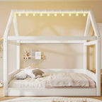 Letto a giorno imbottito Merax Full Size a forma di casetta con strisce LED