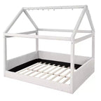 Letto a giorno imbottito Merax Full Size a forma di casetta con strisce LED