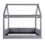 Letto a giorno imbottito Merax Full Size a forma di casetta con strisce LED