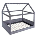 Letto a giorno imbottito Merax Full Size a forma di casetta con strisce LED