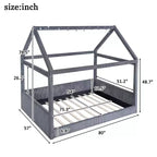 Letto a giorno imbottito Merax Full Size a forma di casetta con strisce LED
