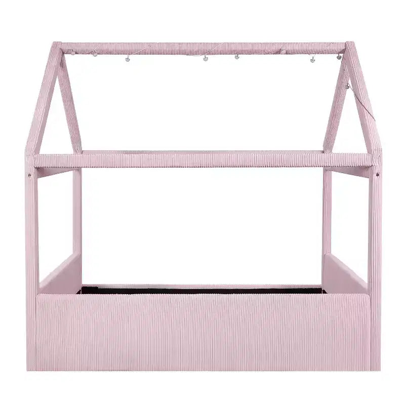Letto a giorno imbottito Merax Full Size a forma di casetta con strisce LED