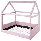Letto a giorno imbottito Merax Full Size a forma di casetta con strisce LED