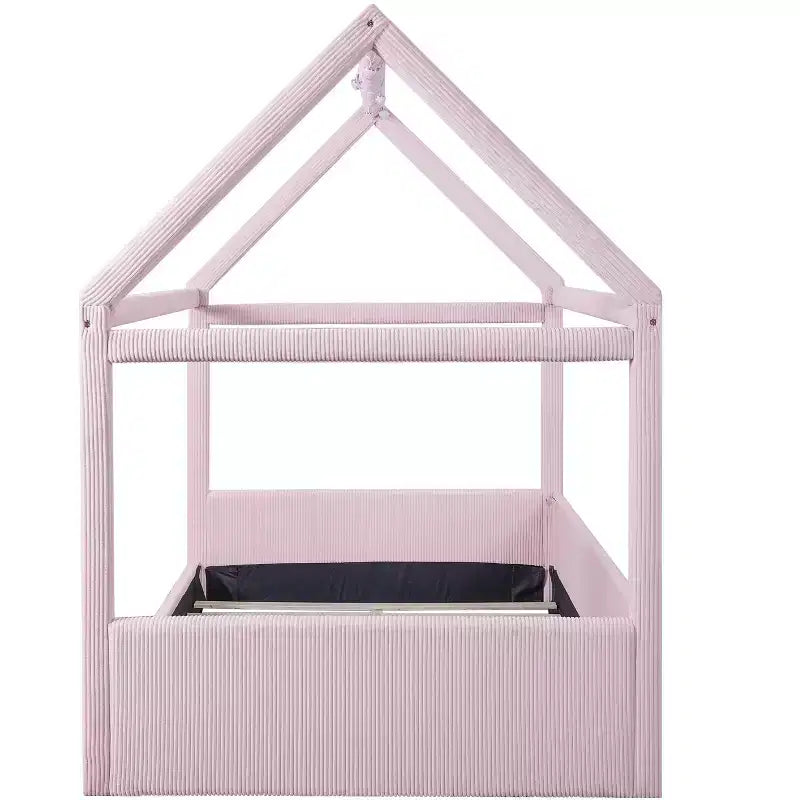 Letto a giorno imbottito Merax Full Size a forma di casetta con strisce LED