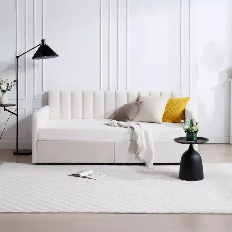 GDFStudio Gunter Letto Divano Singolo Rivestito in Velluto con 2 Cassetti