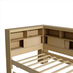 Letto a giorno in legno Whisen Twin con mensole e letto estraibile