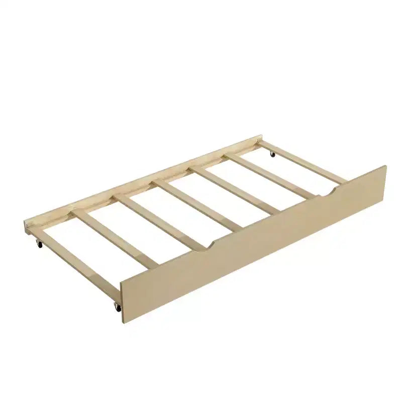 Letto a giorno in legno Whisen Twin con mensole e letto estraibile