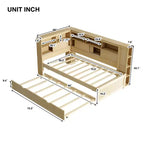 Letto a giorno in legno Whisen Twin con mensole e letto estraibile