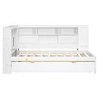 Letto a giorno in legno Whisen Twin con mensole e letto estraibile