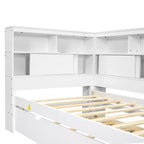 Letto a giorno in legno Whisen Twin con mensole e letto estraibile