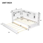 Letto a giorno in legno Whisen Twin con mensole e letto estraibile