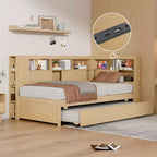 Letto a giorno in legno Whisen Twin con mensole e letto estraibile
