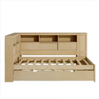 Letto a giorno in legno Whisen Twin con mensole e letto estraibile