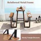 Set Panca con Tavolo da Picnic per Patio Costway con Piani in Legno di Acacia e Poggiapiedi Integrati
