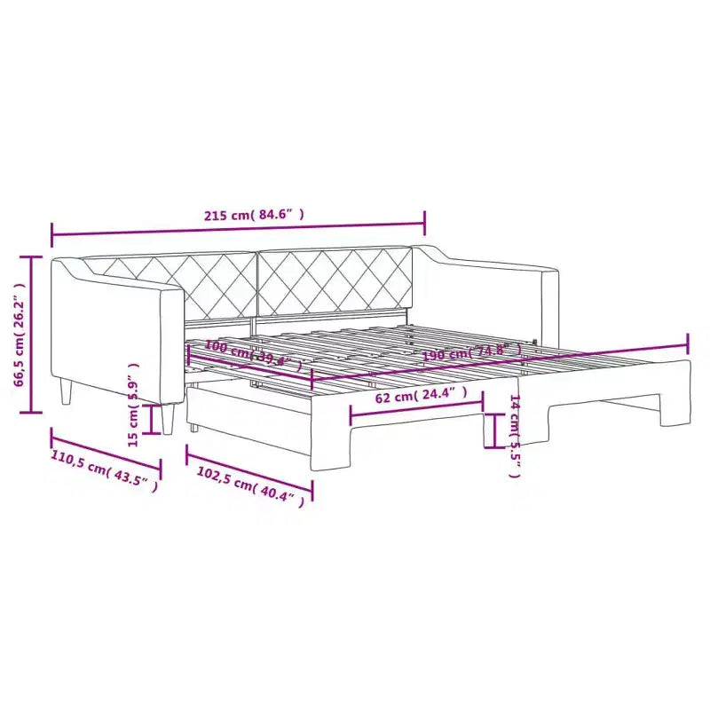 vidaXL Letto a giorno con letto estraibile - Grigio scuro