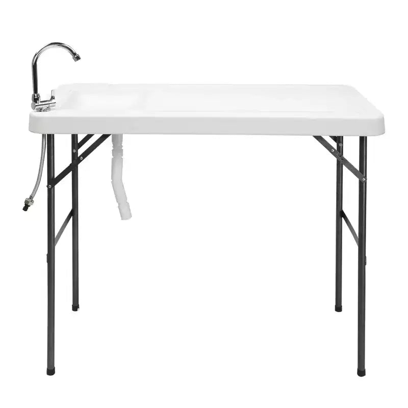 Tavolo Pieghevole Portatile con Lavello e Rubinetto Incorporati, Tavolo da Lavoro per Sfilettare il Pesce Adatto per la Pulizia di Pesce, Verdure, Frutta