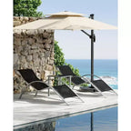 Set di 3 sedie a sdraio da esterno, sdraio da giardino/piscina/spiaggia con braccioli e tavolino laterale, per piscina, cortile