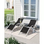 Set di 3 sedie a sdraio da esterno, sdraio da giardino/piscina/spiaggia con braccioli e tavolino laterale, per piscina, cortile