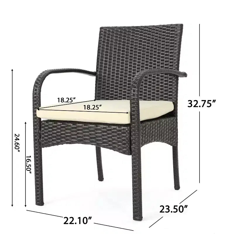 Set da pranzo GDFStudio Kija da 5 pezzi in vimini e vetro temperato con cuscini per esterni