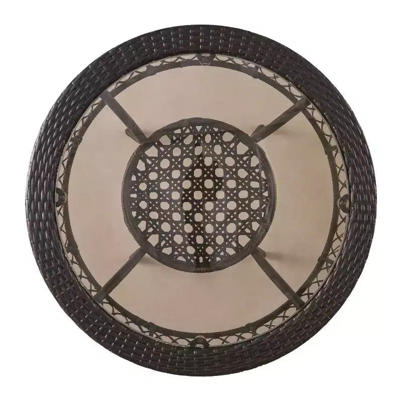 Set da pranzo GDFStudio Kija da 5 pezzi in vimini e vetro temperato con cuscini per esterni
