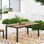 Tavolo da pranzo da esterno Christopher Knight Home Lindsey in legno di acacia e ferro stile industriale