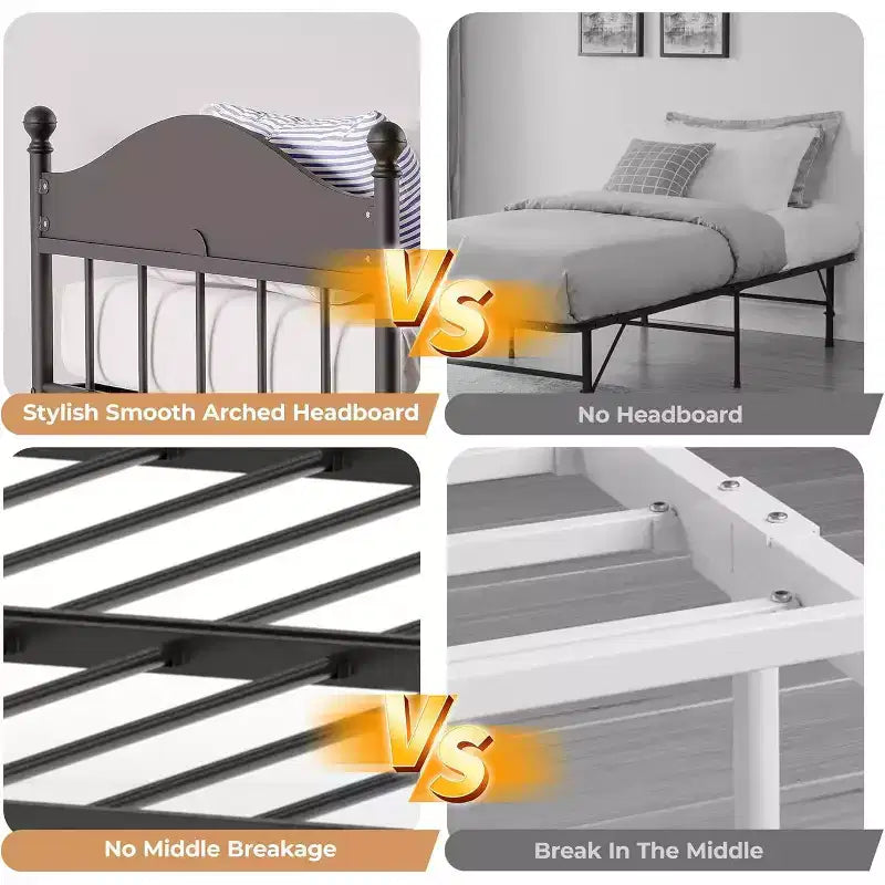 Divano letto con rotelle, Divano letto singolo in metallo, Testiera elegante, Rotelle regolabili in altezza, Per soggiorno/camera da letto/camera degli ospiti, Nero