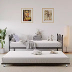 Divano letto con rotelle, Divano letto singolo in metallo, Testiera elegante, Rotelle regolabili in altezza, Per soggiorno/camera da letto/camera degli ospiti, Nero