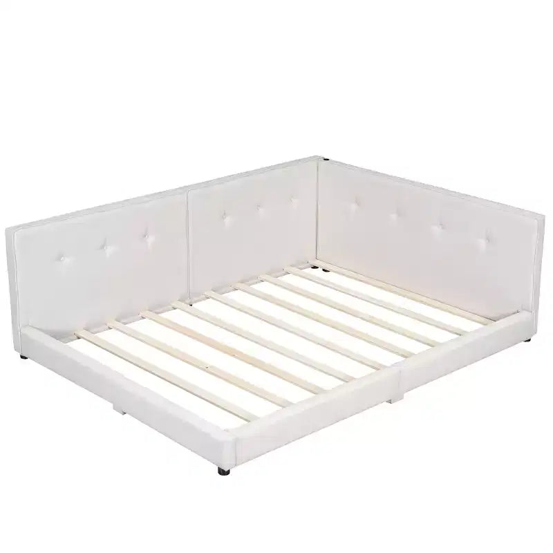 Merax Letto da giorno a piattaforma elegante e imbottito con dettagli trapuntati e porte USB integrate