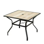 CLIHOME Outdoor Patio Dining Table,with Umbrella Hole Square Metal Garden Dining Table