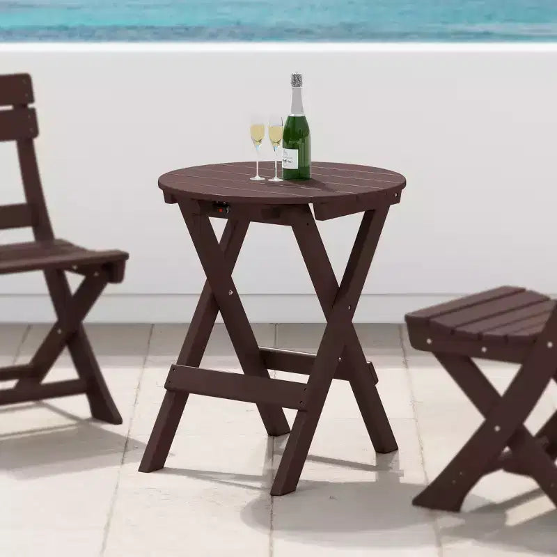WestinTrends Malibu HDPE Tavolo da Pranzo Rotondo Pieghevole da Esterno da 24,5 Pollici