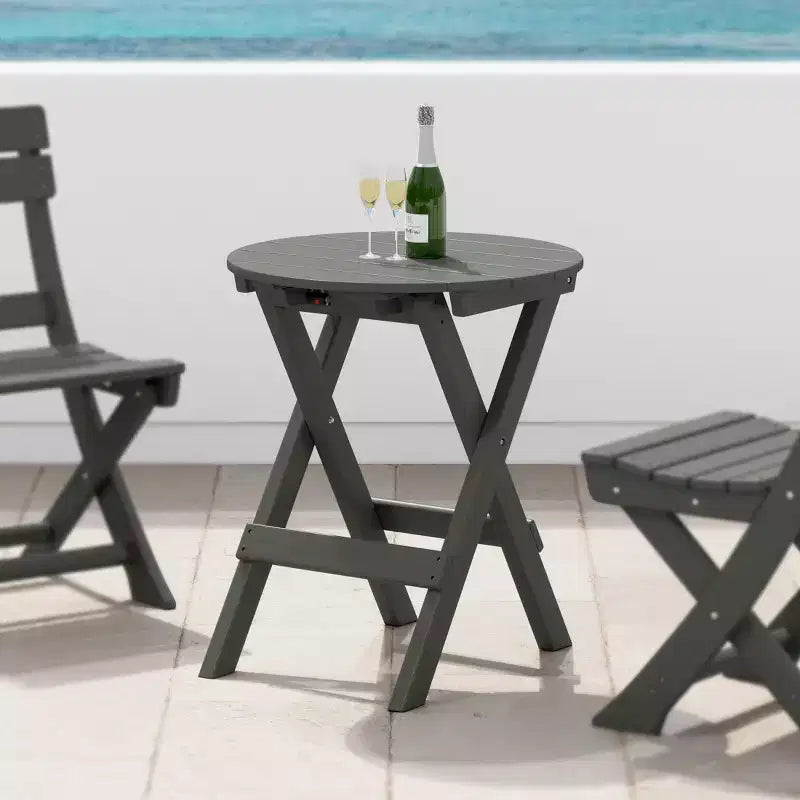 WestinTrends Malibu HDPE Tavolo da Pranzo Rotondo Pieghevole da Esterno da 24,5 Pollici