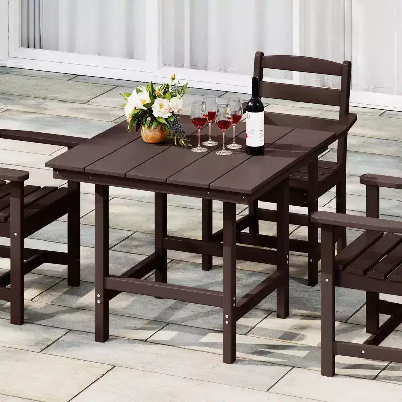 WestinTrends Ashore Tavolo da pranzo quadrato da esterno in HDPE da 36 pollici con foro per ombrellone