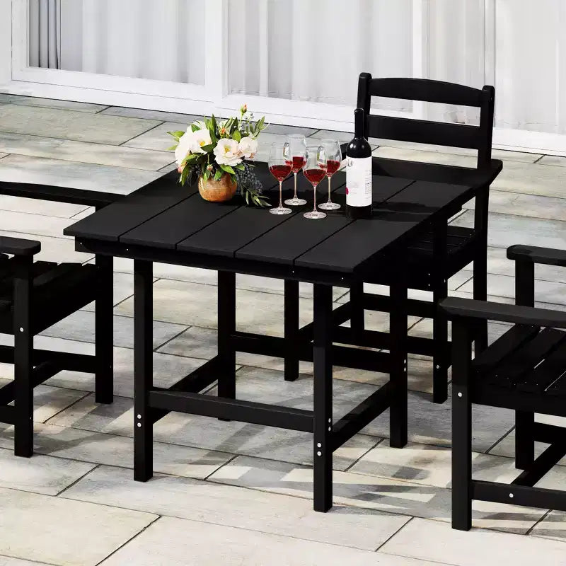 WestinTrends Ashore Tavolo da pranzo quadrato da esterno in HDPE da 36 pollici con foro per ombrellone