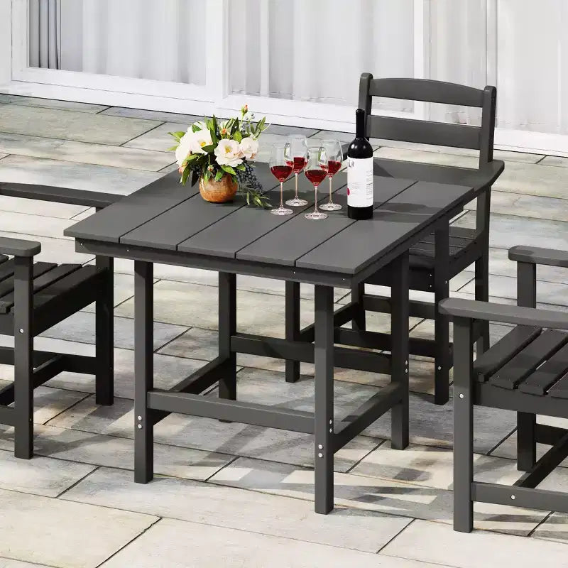 WestinTrends Ashore Tavolo da pranzo quadrato da esterno in HDPE da 36 pollici con foro per ombrellone