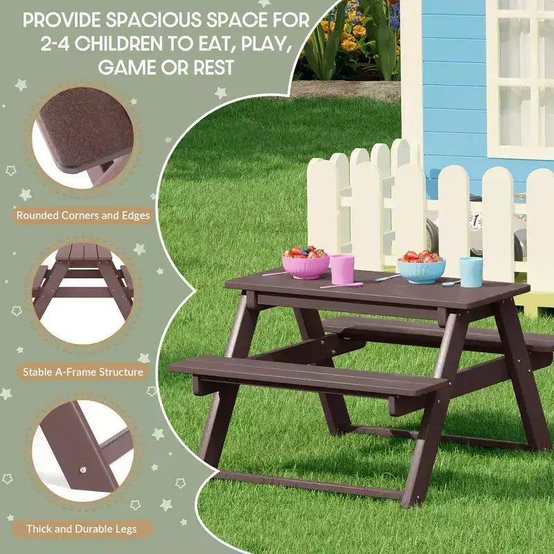 WestinTrends Malibu Tavolo da Picnic per Bambini in Plastica HDPE da Esterno