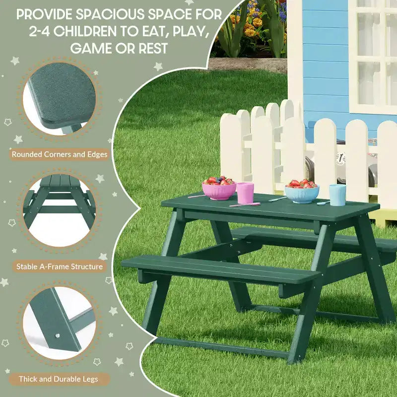 WestinTrends Malibu Tavolo da Picnic per Bambini in Plastica HDPE da Esterno