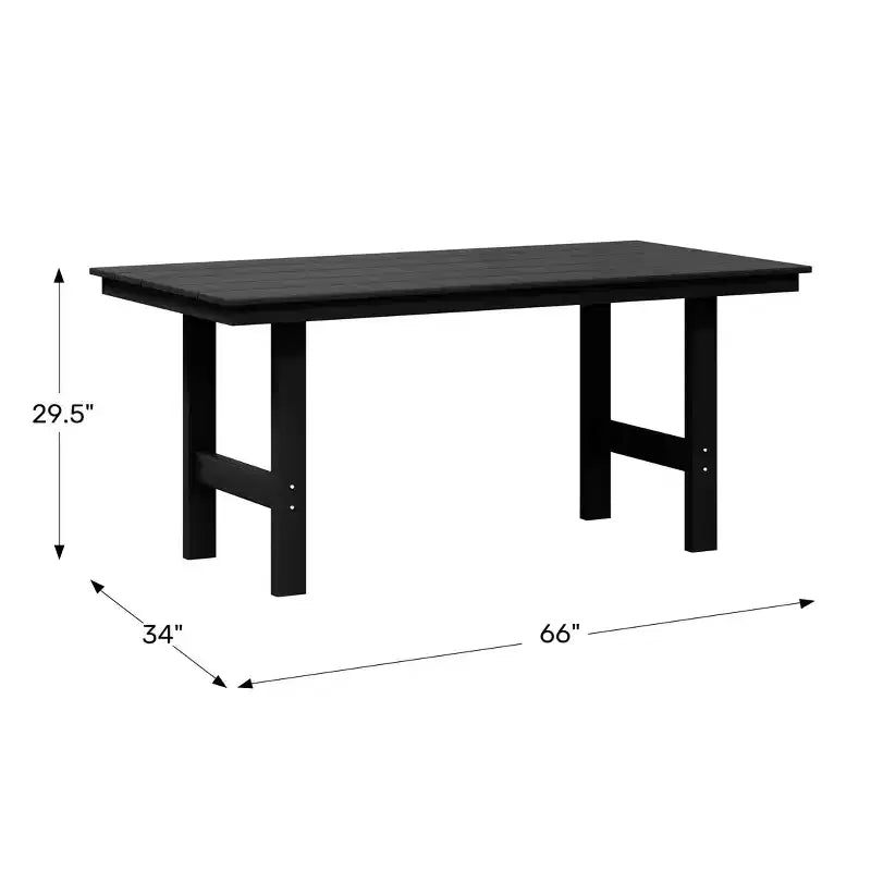 WestinTrends Ashore Tavolo da pranzo rettangolare da esterno moderno in HDPE da 168 cm per 6 persone