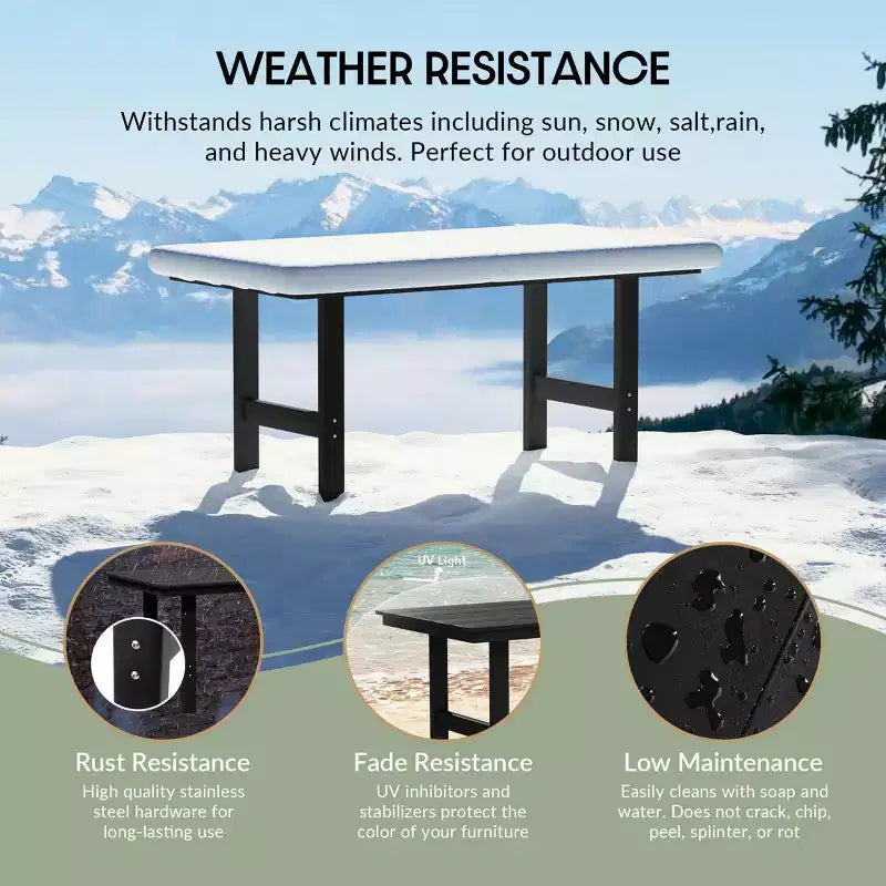WestinTrends Ashore Tavolo da pranzo rettangolare da esterno moderno in HDPE da 168 cm per 6 persone