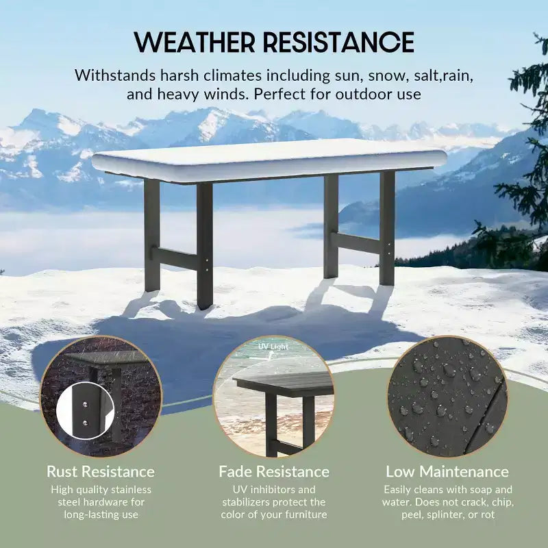 WestinTrends Ashore Tavolo da pranzo rettangolare da esterno moderno in HDPE da 168 cm per 6 persone