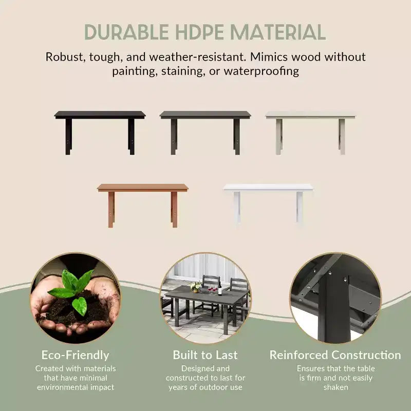 WestinTrends Ashore Tavolo da pranzo rettangolare da esterno moderno in HDPE da 168 cm per 6 persone