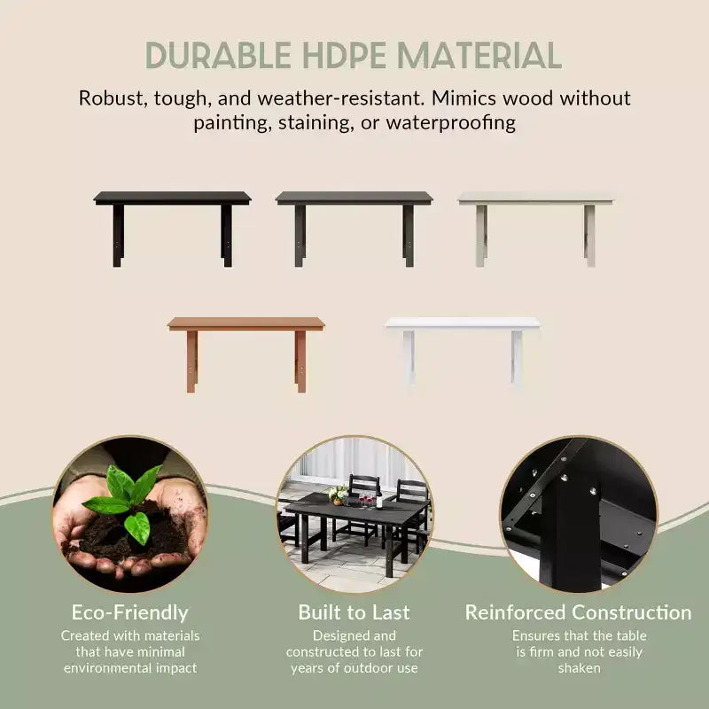 WestinTrends Ashore Tavolo da pranzo rettangolare da esterno moderno in HDPE da 168 cm per 6 persone