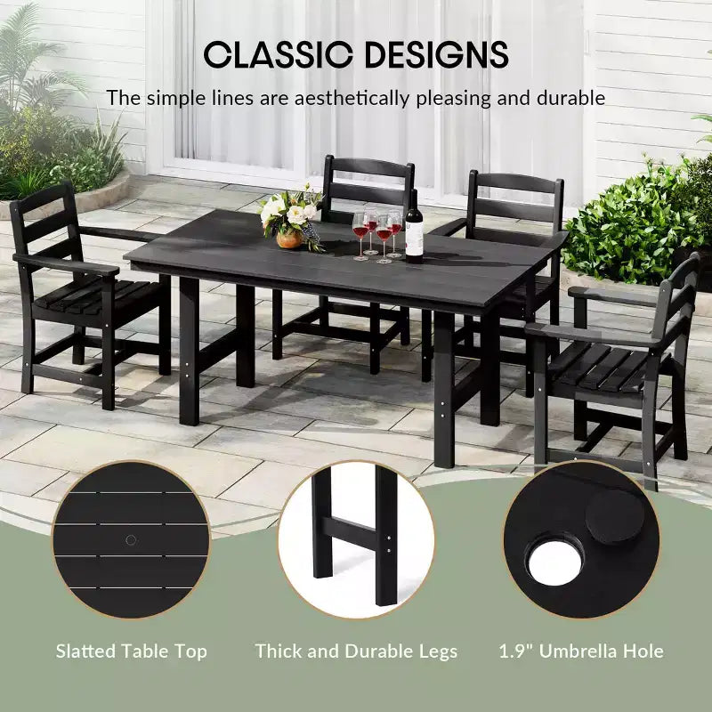 WestinTrends Ashore Tavolo da pranzo rettangolare da esterno moderno in HDPE da 168 cm per 6 persone